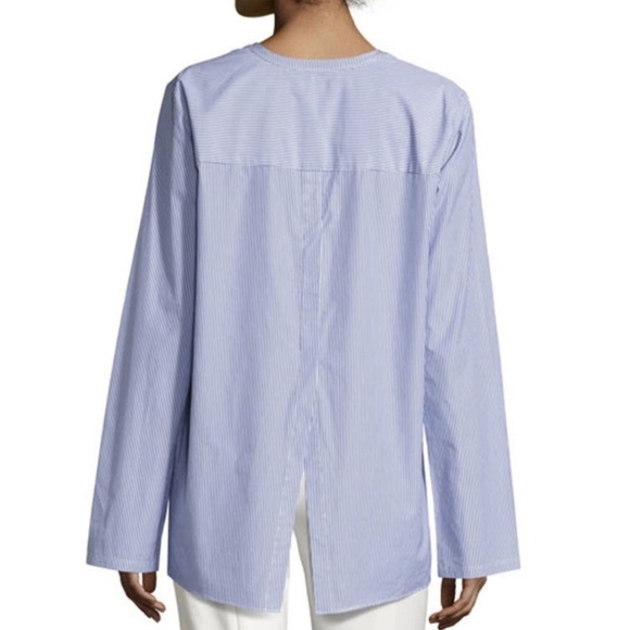 Theory Ophelia Taff Stripe Career Office Work Minimalist Wear Shirt Sz Small - Picture 2 of 9